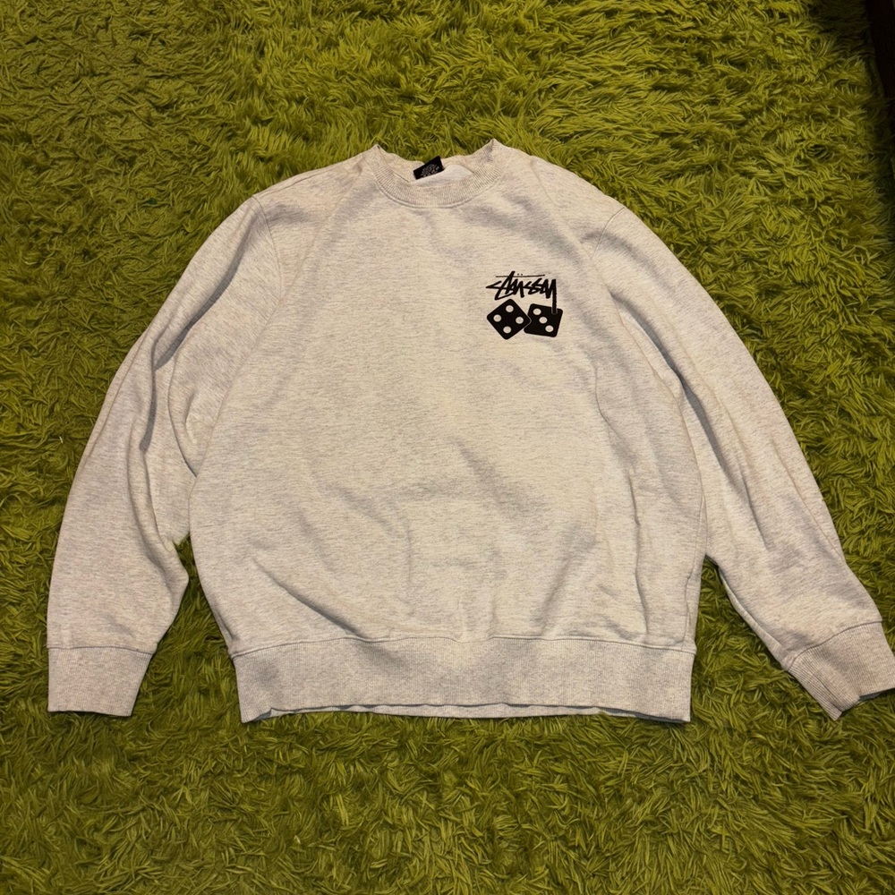 Stussy Light Gray Crewneck Sweater